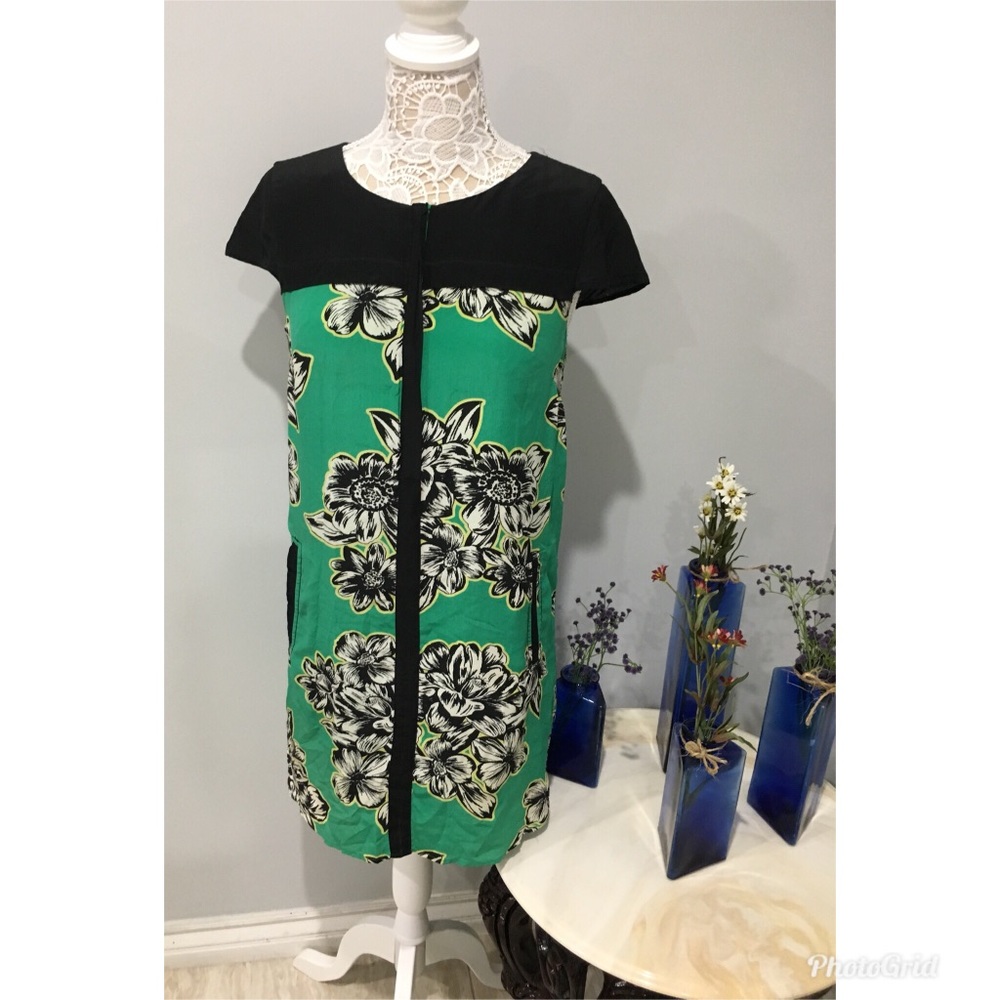 Anthropologie Maeve green shift dress size 6
